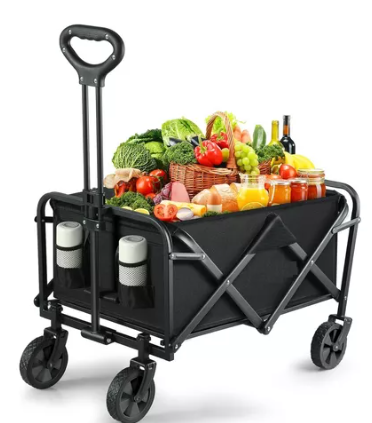 CARRITO PARA COMPRAS PLEGABLE NEGRO XL